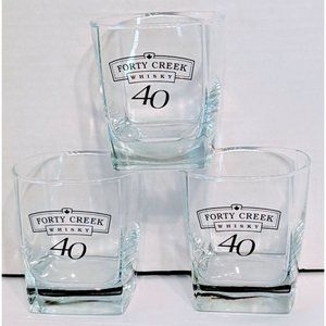 Whisky Square Rocks Glasses Bar Drink Cocktail Man Cave Set of 3 Forty Creek 40